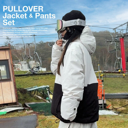 スノーボードウェア 上下セット レディース ルーズシルエット プルオーバー 中綿入り 撥水 防寒 25-26モデル PONTAPES/ポンタぺス PSET-49_i