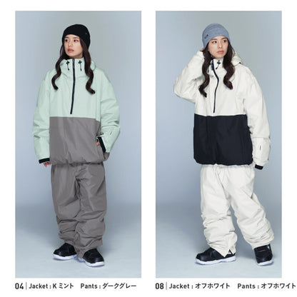 スノーボードウェア 上下セット レディース ルーズシルエット プルオーバー 中綿入り 撥水 防寒 25-26モデル PONTAPES/ポンタぺス PSET-49_i