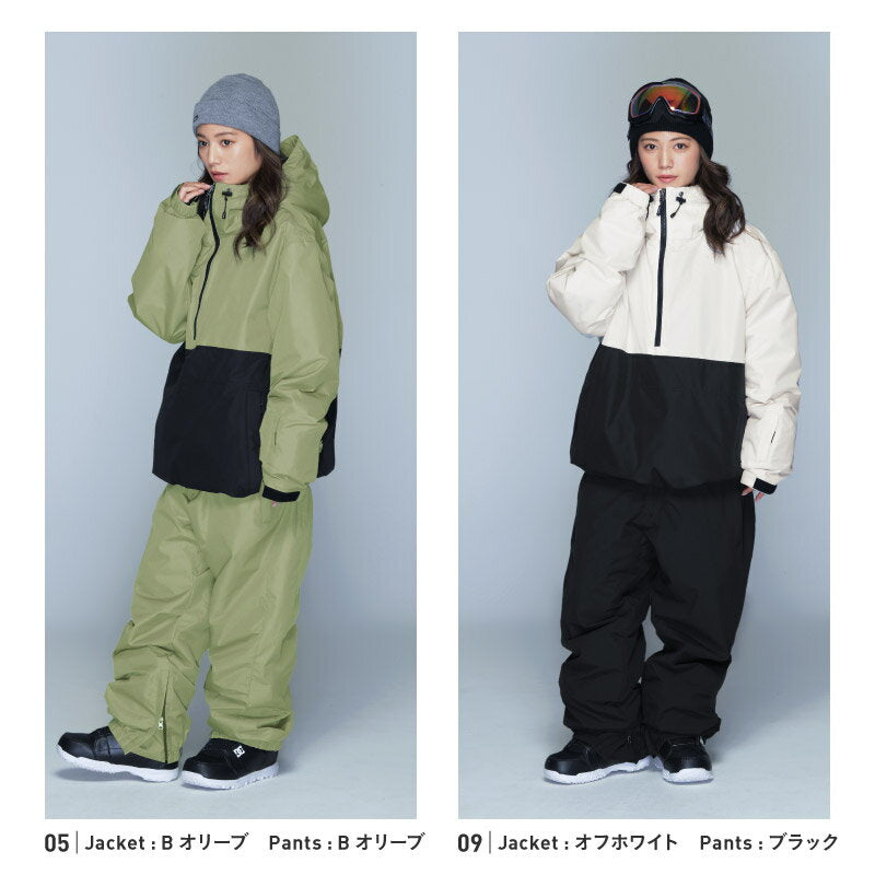 スノーボードウェア 上下セット レディース ルーズシルエット プルオーバー 中綿入り 撥水 防寒 25-26モデル PONTAPES/ポンタぺス PSET-49_i