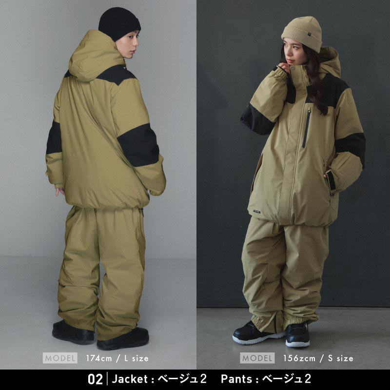 スノーボードウェア 上下セット メンズ レディース スペシャルセット パンツ ジャケット スノボ スノー スキー 中綿 撥水 防寒 防風 PONTAPES/ポンタぺス PSET-43BEG2