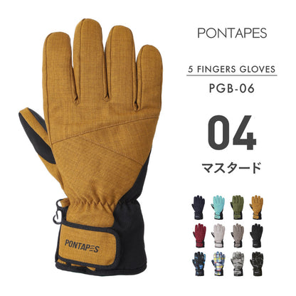 スノーボード グローブ メンズ レディース スノボ スキー スノー 手袋 5本指 防水 防寒 撥水 防風 PONTAPES/ポンタぺス PGB-06 [メール便対応]
