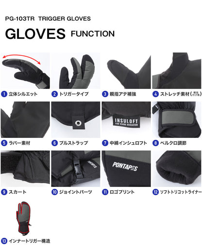 スノーボード グローブ メンズ レディース スノボ スキー スノー 手袋 トリガー 防水 防寒 撥水 防風 PONTAPES/ポンタぺス PG-103TR