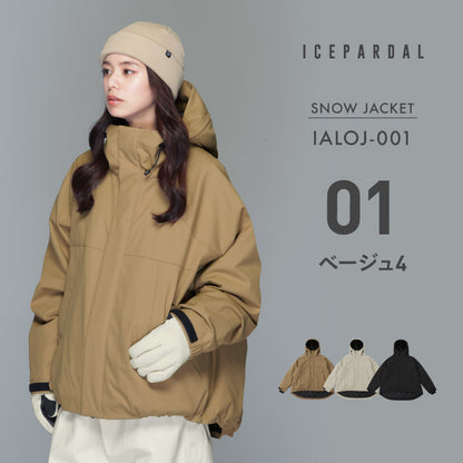 スノーボードウェア レディース ジャケット単品 ルーズシルエット 体型カバー 美シルエット ルーズシルエット 中綿入り 撥水 防寒 保温 25-26モデル ICEPARDAL/アイスパーダル IALOJ-001