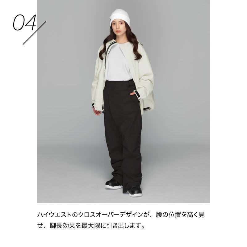 スノーボードウェア レディース パンツ単品 体型カバー 美シルエット ルーズシルエット 中綿入り 撥水 防寒 保温 25-26モデル ICEPARDAL/アイスパーダル  IALOP-001