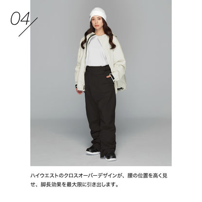 スノーボードウェア レディース パンツ単品 体型カバー 美シルエット ルーズシルエット 中綿入り 撥水 防寒 保温 25-26モデル ICEPARDAL/アイスパーダル  IALOP-001