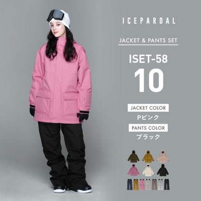 Mountain style top and bottom set snowboard wear Ladies ICEPARDAL ISET-53