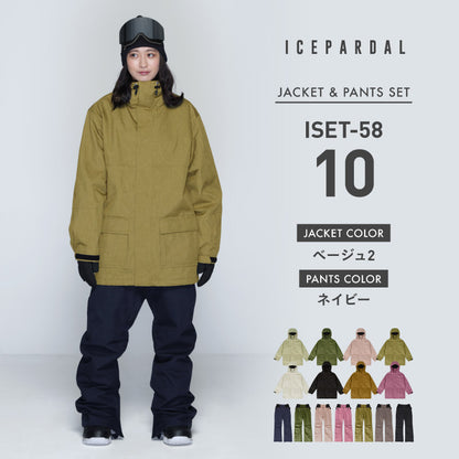 Mountain style top and bottom set snowboard wear Ladies ICEPARDAL ISET-53