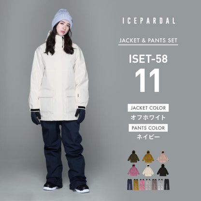 Mountain style top and bottom set snowboard wear Ladies ICEPARDAL ISET-53