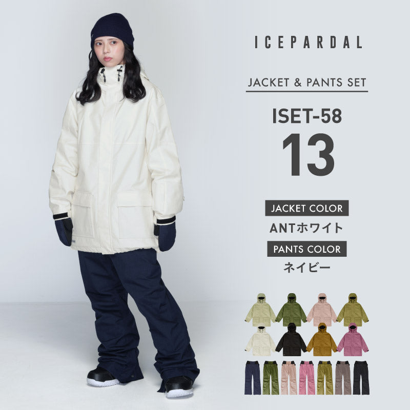 Mountain style top and bottom set snowboard wear Ladies ICEPARDAL ISET-53