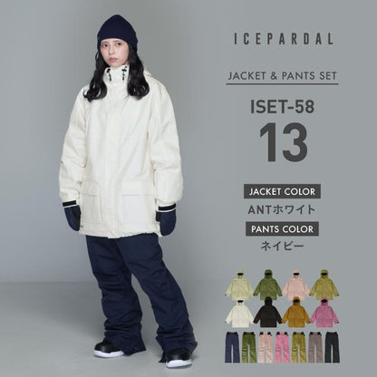Mountain style top and bottom set snowboard wear Ladies ICEPARDAL ISET-53