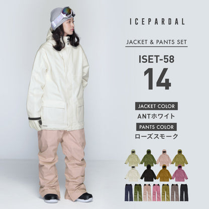 Mountain style top and bottom set snowboard wear Ladies ICEPARDAL ISET-53