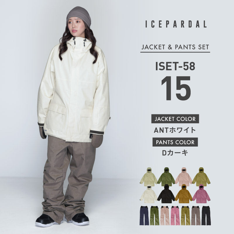 Mountain style top and bottom set snowboard wear Ladies ICEPARDAL ISET-53