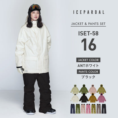 Mountain style top and bottom set snowboard wear Ladies ICEPARDAL ISET-53