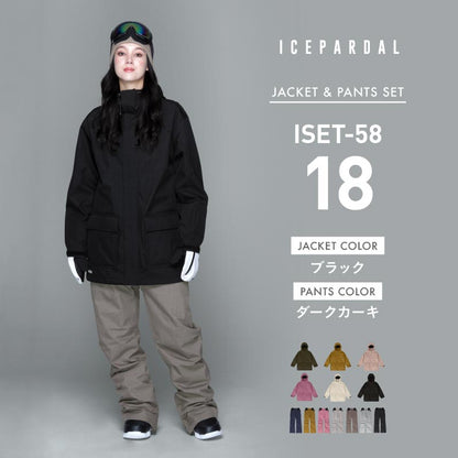 Mountain style top and bottom set snowboard wear Ladies ICEPARDAL ISET-53