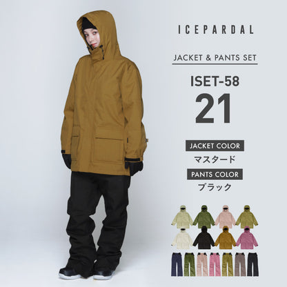 Mountain style top and bottom set snowboard wear Ladies ICEPARDAL ISET-53