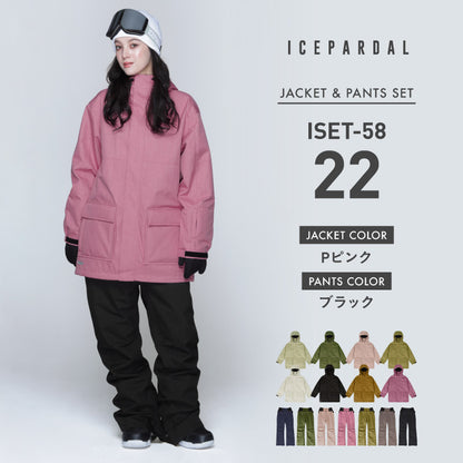 Mountain style top and bottom set snowboard wear Ladies ICEPARDAL ISET-53