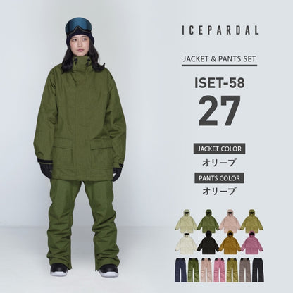 Mountain style top and bottom set snowboard wear Ladies ICEPARDAL ISET-53