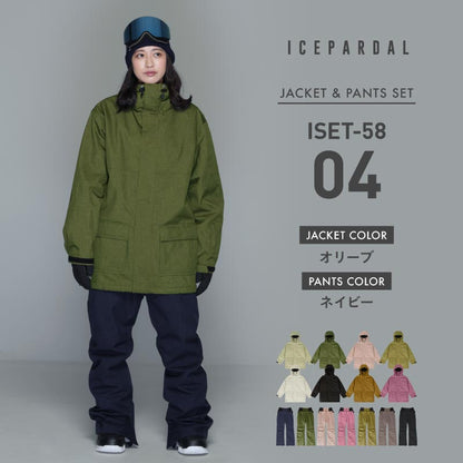 Mountain style top and bottom set snowboard wear Ladies ICEPARDAL ISET-53