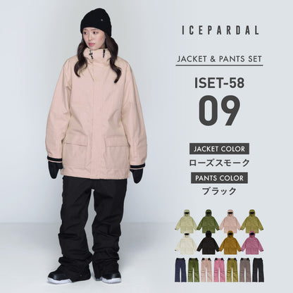 Mountain style top and bottom set snowboard wear Ladies ICEPARDAL ISET-53