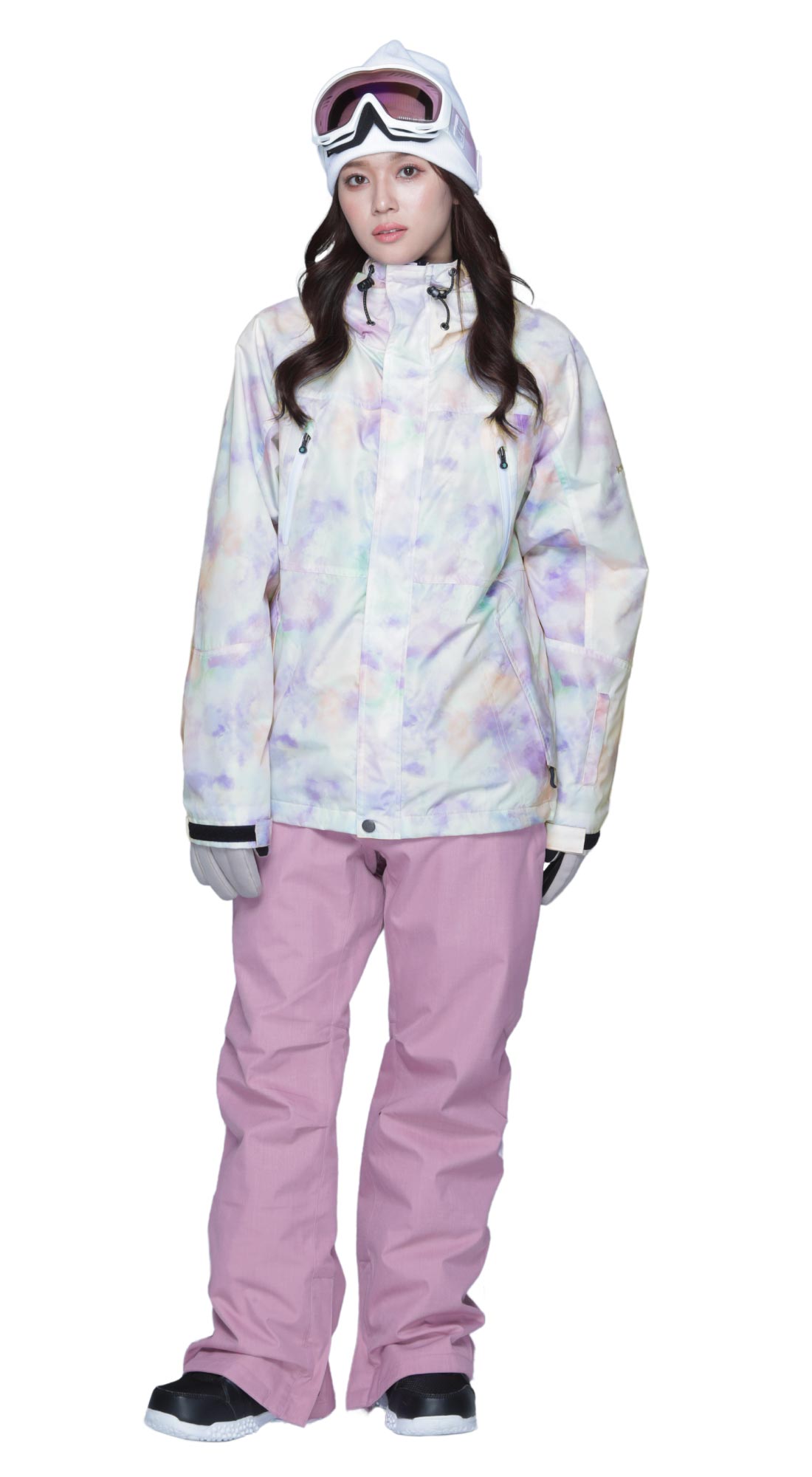 Print Pattern Top and Bottom Set Snowboard Wear Ladies ICEPARDAL ISET-51 