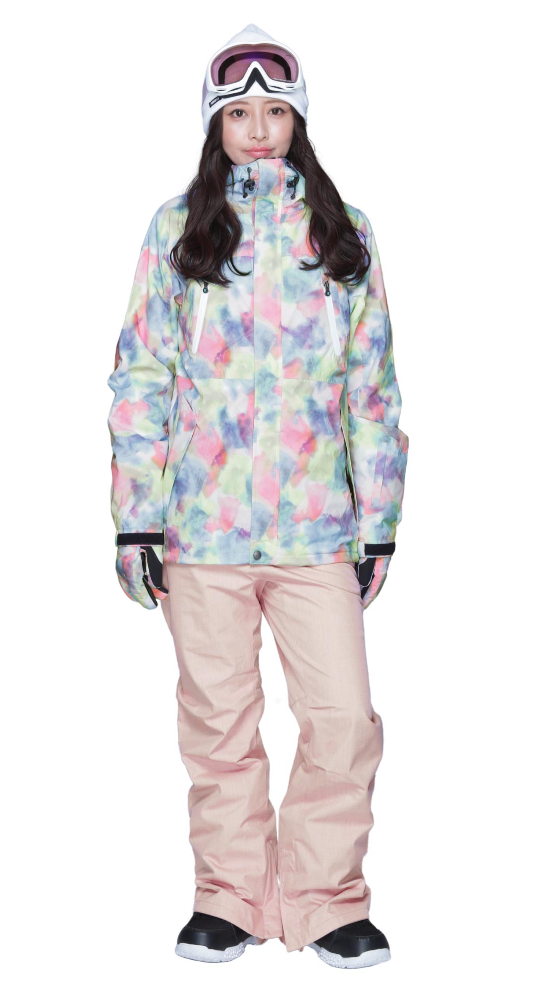 Print Pattern Top and Bottom Set Snowboard Wear Ladies ICEPARDAL ISET-51 