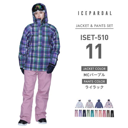 프린트 무늬 상하 세트 스노우 보드 웨어 레이디스 ICEPARDAL ISET-51 