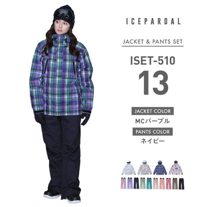 Print Pattern Top and Bottom Set Snowboard Wear Ladies ICEPARDAL ISET-51 