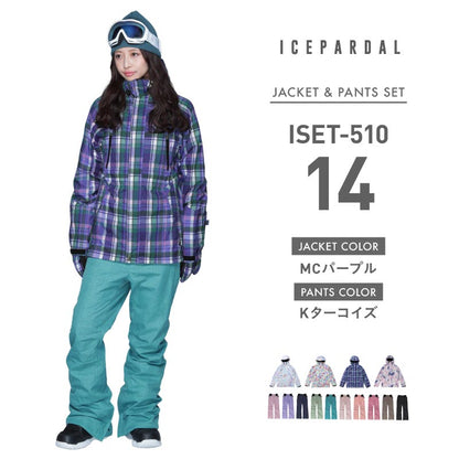 Print Pattern Top and Bottom Set Snowboard Wear Ladies ICEPARDAL ISET-51 