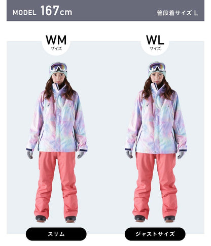 Print Pattern Top and Bottom Set Snowboard Wear Ladies ICEPARDAL ISET-51 