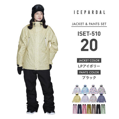 Print Pattern Top and Bottom Set Snowboard Wear Ladies ICEPARDAL ISET-51 