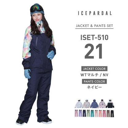 Print Pattern Top and Bottom Set Snowboard Wear Ladies ICEPARDAL ISET-51 