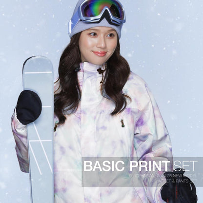 Print Pattern Top and Bottom Set Snowboard Wear Ladies ICEPARDAL ISET-51 