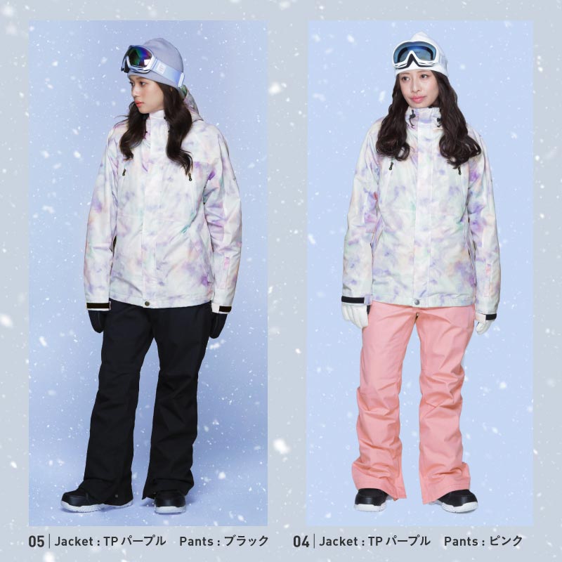 Print Pattern Top and Bottom Set Snowboard Wear Ladies ICEPARDAL ISET-51 