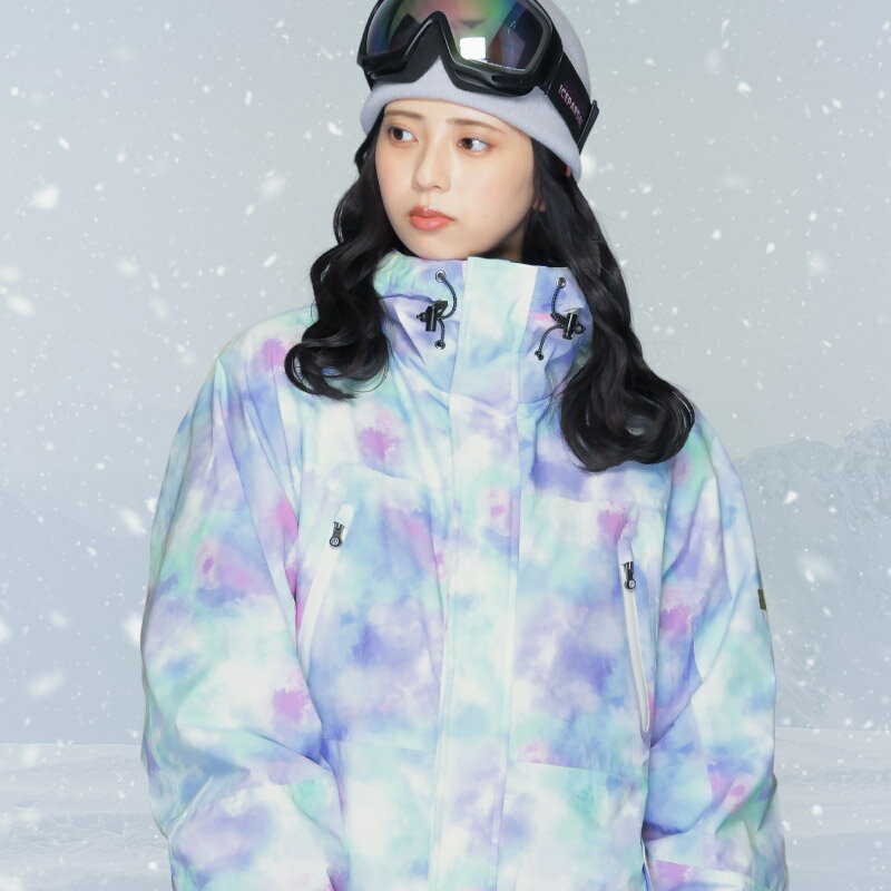 Print Pattern Top and Bottom Set Snowboard Wear Ladies ICEPARDAL ISET-51 