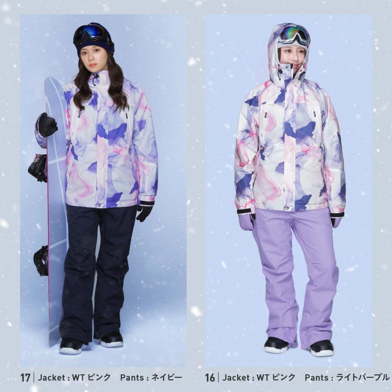 Print Pattern Top and Bottom Set Snowboard Wear Ladies ICEPARDAL ISET-51 