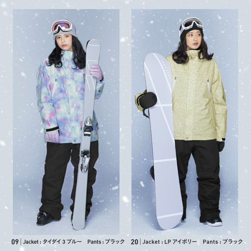 Print Pattern Top and Bottom Set Snowboard Wear Ladies ICEPARDAL ISET-51 