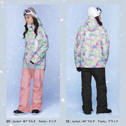 Print Pattern Top and Bottom Set Snowboard Wear Ladies ICEPARDAL ISET-51 