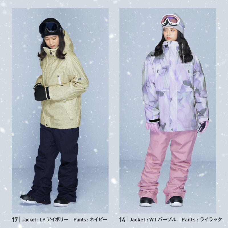 Print Pattern Top and Bottom Set Snowboard Wear Ladies ICEPARDAL ISET-51 