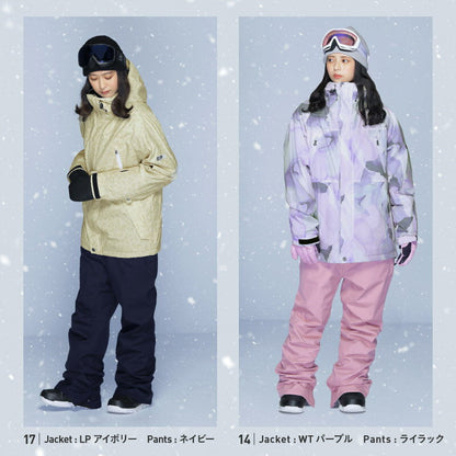 Print Pattern Top and Bottom Set Snowboard Wear Ladies ICEPARDAL ISET-51 