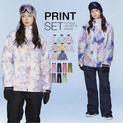スノーボードウェア レディース 上下セット レギュラーシルエット スキーウェア 中綿入り 撥水 防寒 25-26モデル ICEPARDAL/アイスパーダル ISET-510