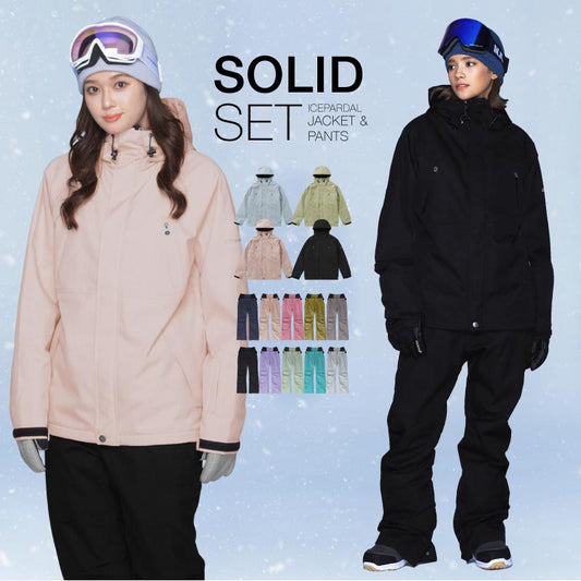 スノーボードウェア レディース 上下セット レギュラーシルエット スキーウェア 中綿入り 撥水 防寒 25-26モデル ICEPARDAL/アイスパーダル ISET-50