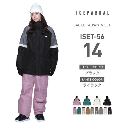 Big Pocket Top and Bottom Set Snowboard Wear Ladies ICEPARDAL ISET-56