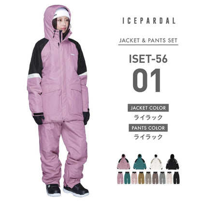 Big Pocket Top and Bottom Set Snowboard Wear Ladies ICEPARDAL ISET-56