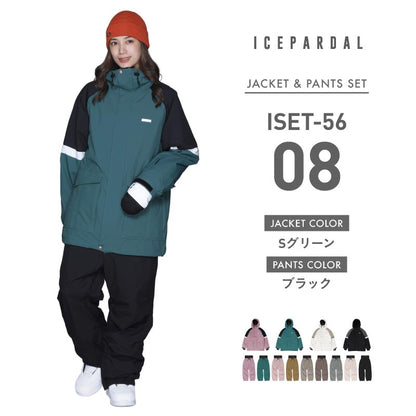 Big Pocket Top and Bottom Set Snowboard Wear Ladies ICEPARDAL ISET-56