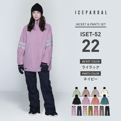 라인 리플렉터 상하 세트 스노우 보드웨어 여성 ICEPARDAL ISET-52
