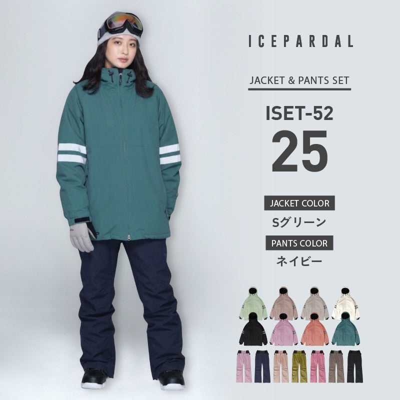 라인 리플렉터 상하 세트 스노우 보드웨어 여성 ICEPARDAL ISET-52