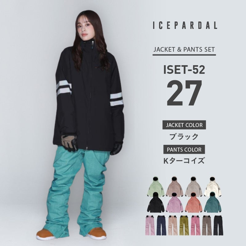 라인 리플렉터 상하 세트 스노우 보드웨어 여성 ICEPARDAL ISET-52