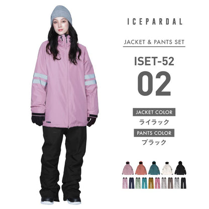 Line Reflector Top and Bottom Set Snowboard Wear Women's ICEPARDAL ISET-52