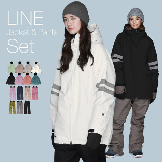 スノーボードウェア レディース 上下セット ルーズシルエット スキーウェア 2重ライン 中綿入り 撥水 防寒 光るウェア 25-26モデル ICEPARDAL/アイスパーダル ISET-52