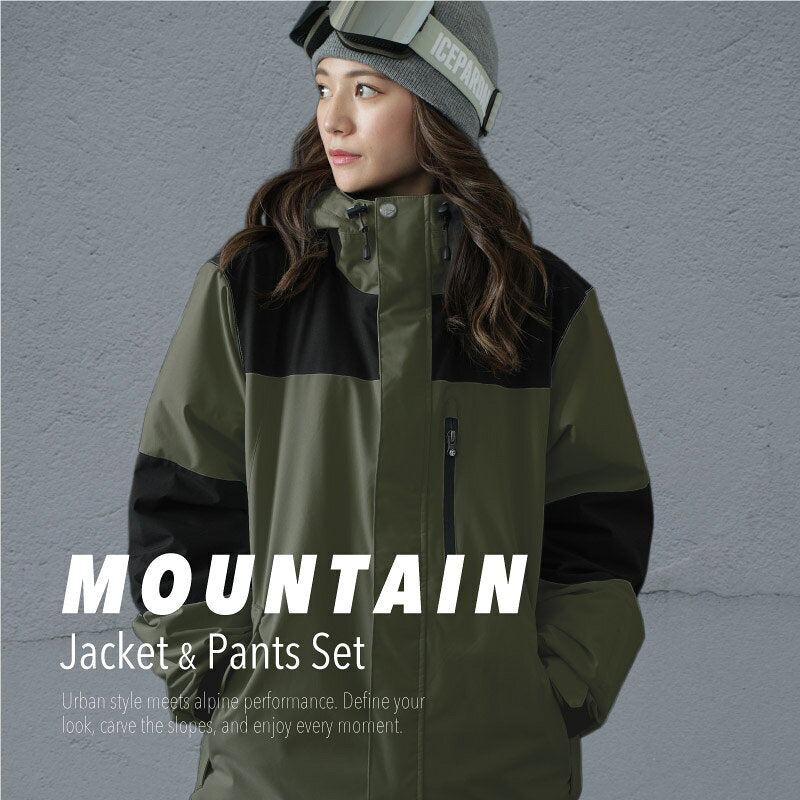 スノーボードウェア レディース 上下セット ルーズシルエット マウンテン スキーウェア 中綿入り 撥水 防寒 25-26モデル ICEPARDAL/アイスパーダル ISET-60